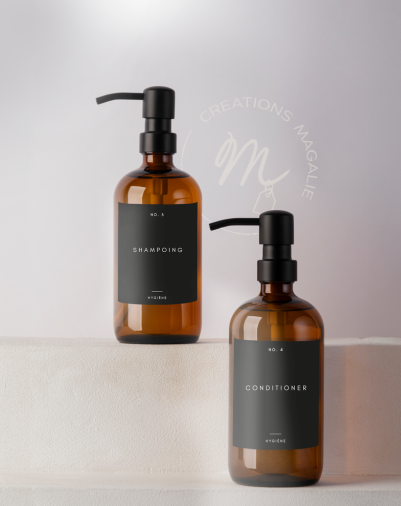 Ensemble de 6 étiquettes noires minimalistes pour cuisine et salle de bain