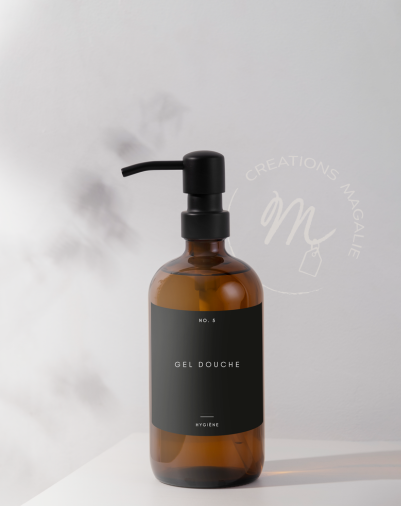 Ensemble de 6 étiquettes noires minimalistes pour cuisine et salle de bain