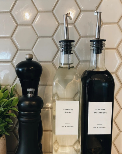 Étiquettes pour bouteilles d'huiles et vinaigres