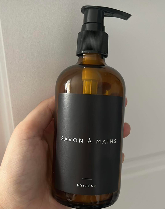 Étiquettes noires pour savon à mains et vaisselle