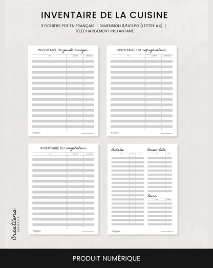 Inventaire pour la maison imprimable pdf en français