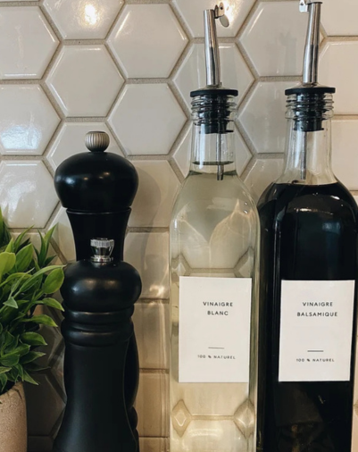 Étiquettes pour bouteilles d'huiles et vinaigres